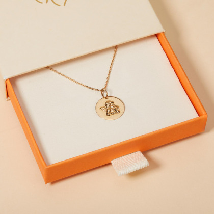 Personalisierte 375er Gold Engel Plättchen Halskette merci maman
