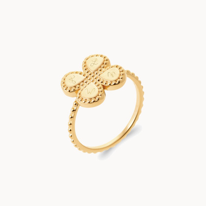 Personalisierter Glücksbringer Ring vergoldet merci maman