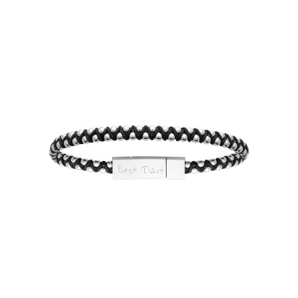 Personalisiertes Edelstahl & Leder Armband mit Magnetverschluss für Männer merci maman