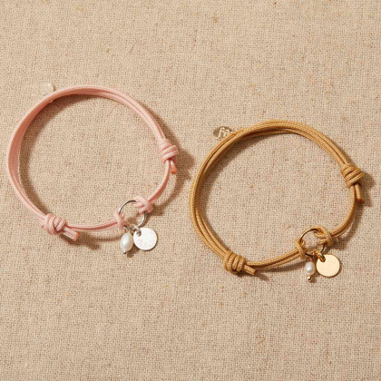 Personalisiertes Armband mit Ewigkeitsring und Mini Perle vergoldet merci maman