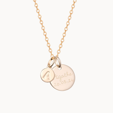 Personalisierte Buchstaben Plättchen Halskette vergoldet merci maman